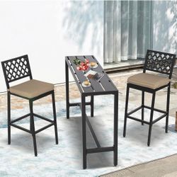 3 pieces Outdoor Patio Bar Set, Bar Height Patio Dining Set
