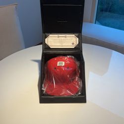 Melin SnapBack Flat Visor Leather And Suede Red Baseball Cap 