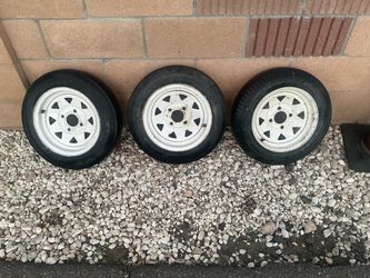 Trailer Tires on White Steel Wheels – Set of 3