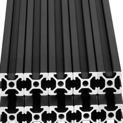 10pcs 48inch T Slot 2020 Aluminum Extrusion European Standard Anodized Linear Rail for 3D Printer Parts and CNC DIY 1220mm Black(48inch)