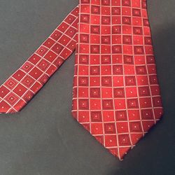 President DONALD J TRUMP Signature Collection Red  / Silver Squares Necktie Tie