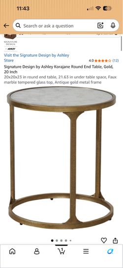 Round Faux marble top, gold metal frame