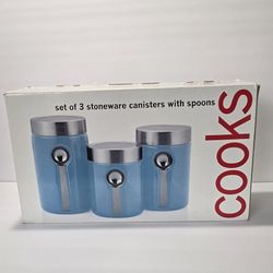 BRAND NEW ✨️ Set Of 3 Stoneware Canisters ~COOKS Brand-BY JCP Home-