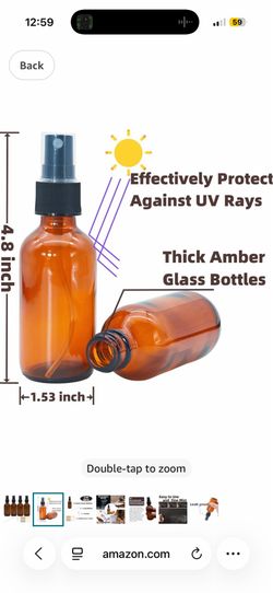 4 PACK 2 oz Amber Small Glass Spray Bottles, Empty Spray Bottle