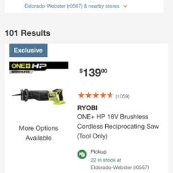 RYOBI ONE+ HP 18V Brushless Cordless Reciprocating Saw (Tool Only)