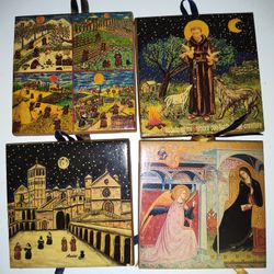 4 Italian Art Tiles From Italy