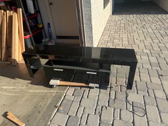 Black Glass TV Stand with Drawers