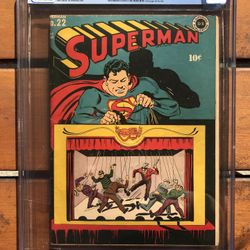 Superman #22 (1943) CGC 5.0 — O/w To White Pages; Fred Ray Cover; Jerry Siegel