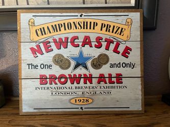 Newcastle Brown Ale Wooden Bar Sign