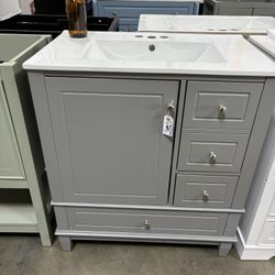 Sale $265 All Newly Assembled 30” Solid Wood Frame Bathroom Vanity with Sink Storage Cabinet 