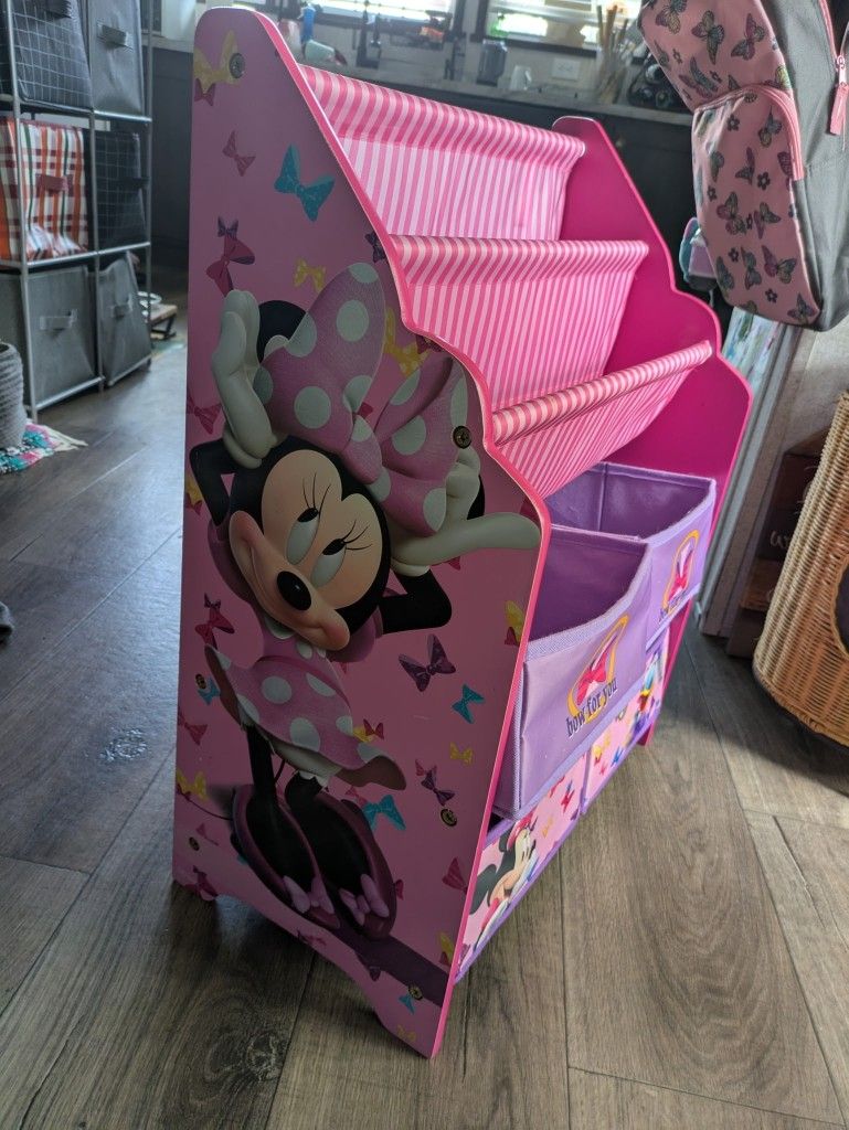 Disney Minnie Mouse Book & Toy Organizer by Delta Children, Greenguard Gold, Cube Bookcase