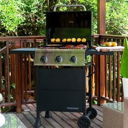 Megamaster 3-Burner Propane Gas Grill with Folding Side Tables $129.99