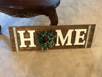 Rustic Wooden HOME Sign with Wreath