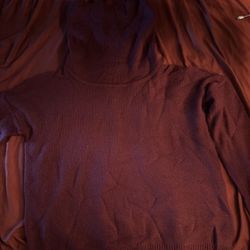 Burgundy Turtleneck Knit Sweater