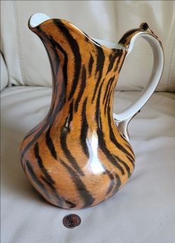 Vintage Baum Bros Formalities Porcelain Tiger Print Pitcher