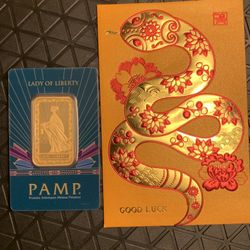 1oz Gold Bar - Pamp (Lady Of Liberty)