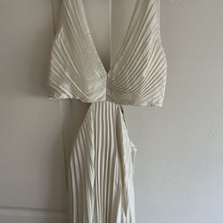 White* The A&F Giselle Pleated Cutout Maxi Dress Women’s Dress