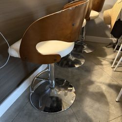 Leather And Wood Bar Stools