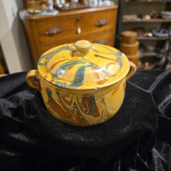 Antique Jaspe French Redware Pottery 