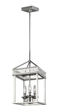 Polished Nickel Pendant Light Mini Chandelier with 3 Lights