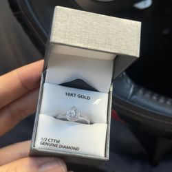 10K white Gold & Genuine Diamond Ring