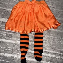Halloween Toddler Skirt With Attached Stockings 