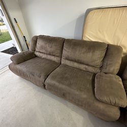 Tan Suede Reclining Couch