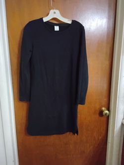 Black Long Sleeve Heavy T Shirt Dress. XS