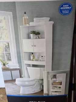 White 23 in. W Bathroom Space Saver Cabinet with 3 Fixed Shelves