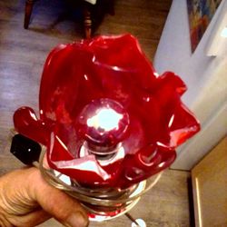 Handmade Ruby Red  Glass Flower Lamp