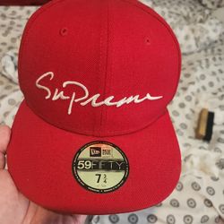 Supreme Red New Era 59fifty Fitted Hat 7/34 Used