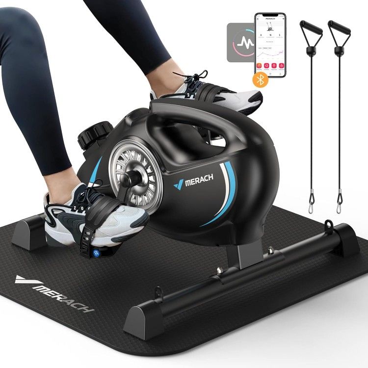 Under Desk Bike Pedal Exercise with MERACH APP for arm, leg recovery physical therapy