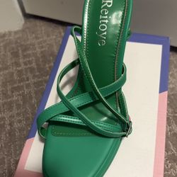 High Heel Green Sandals