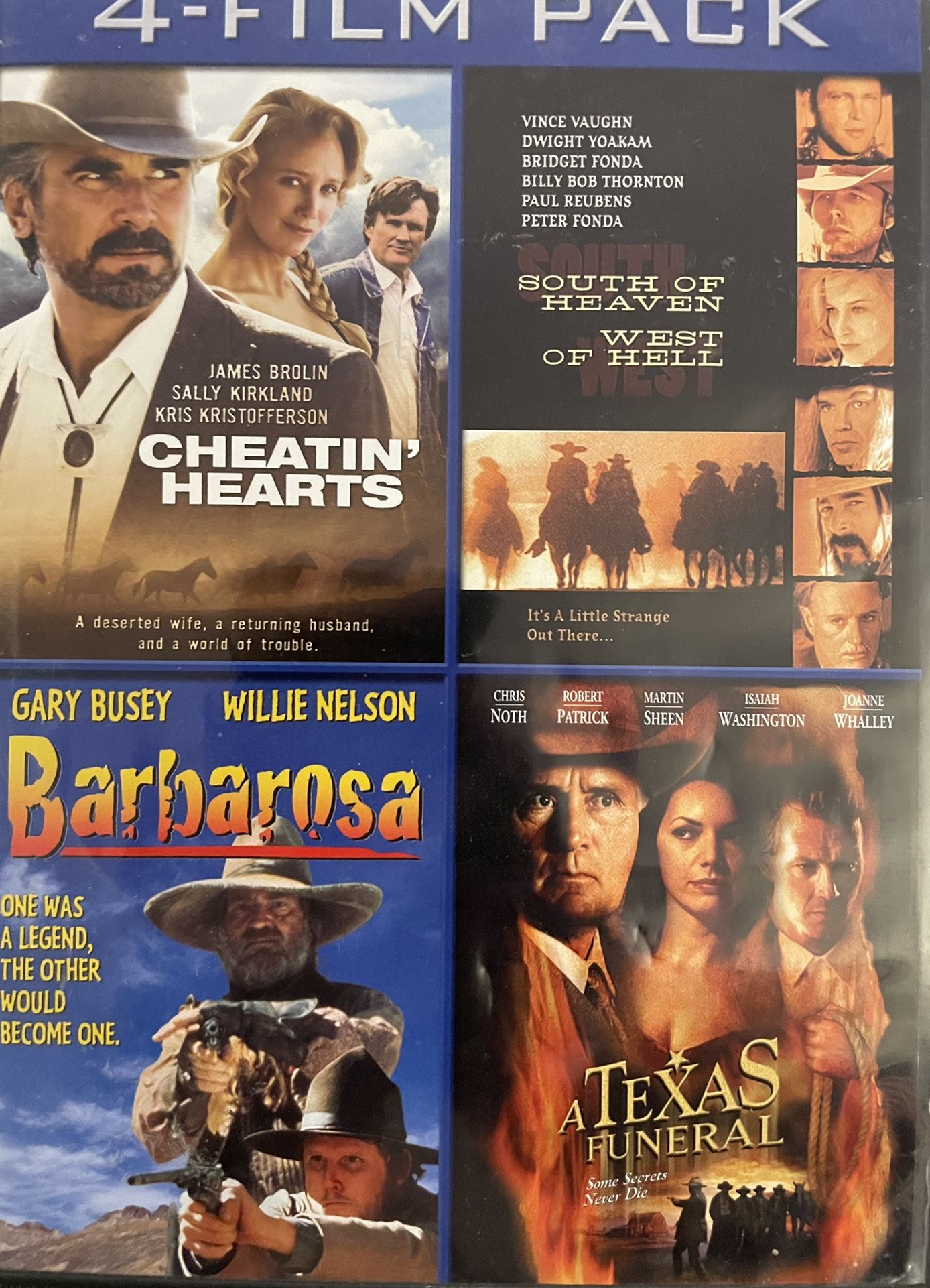 CHEATIN’ HEARTS/SOUTH Of HEAVEN, WEST Of HELL/BARBAROSA/A TEXAS FUNERAL (DVD)