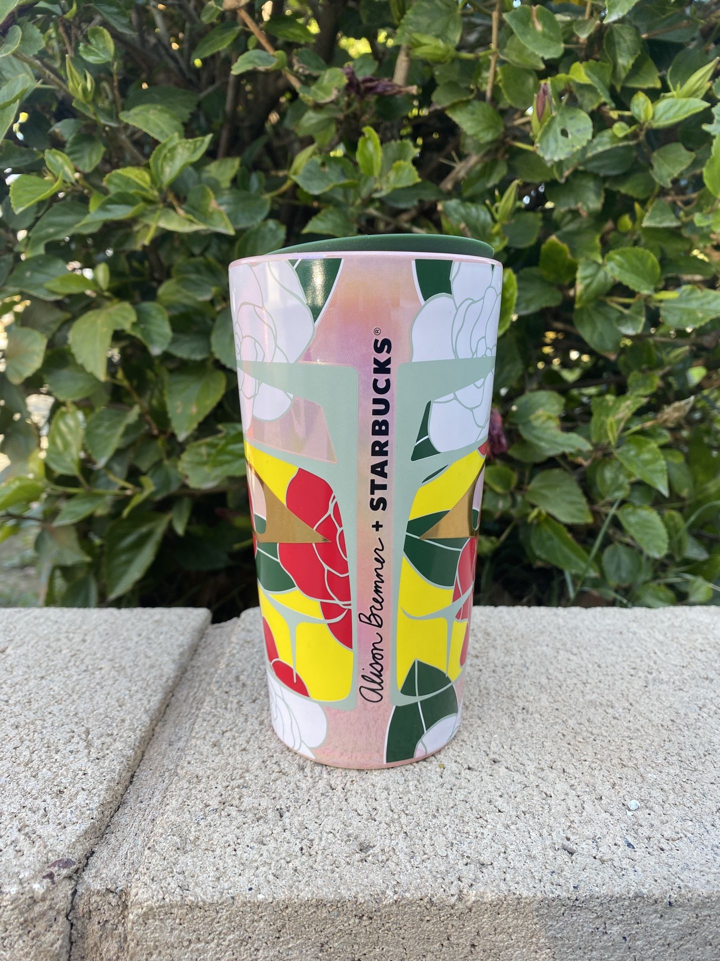 Starbucks Alison Bremner Pink Flowers Ceramic Coffee Travel Tumbler 12oz  for Sale in Ontario, CA - OfferUp
