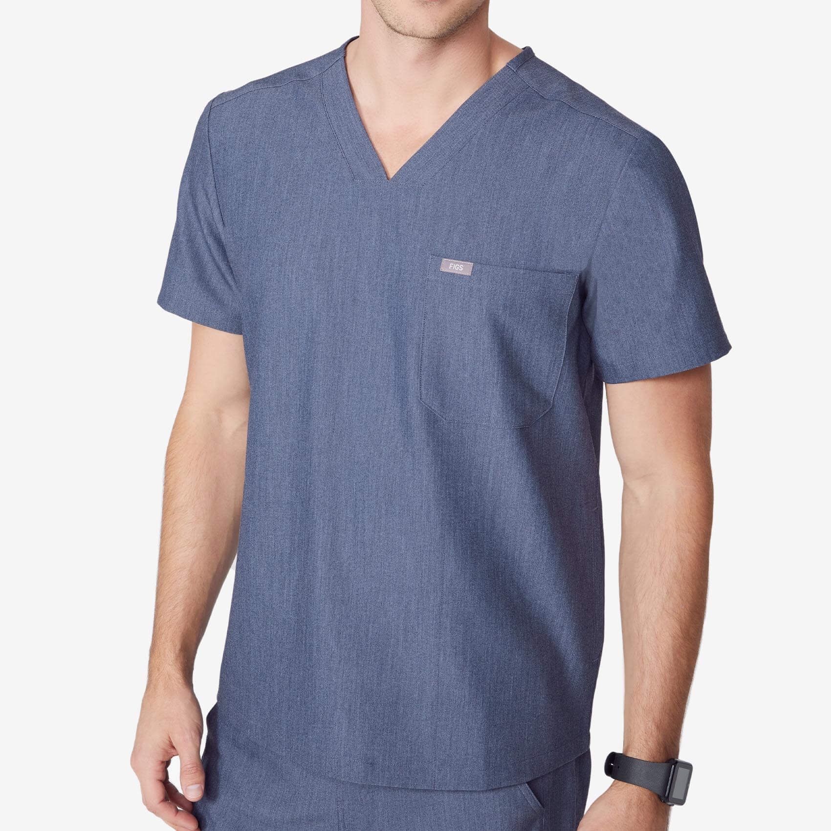 Figs Men’s Scrub Set - Large - Heather Denim
