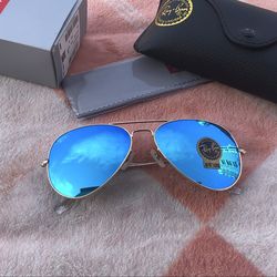 Blue mirror lenses aviator 3025 sunglasses Rayban