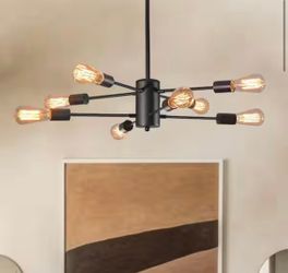 8-Light Black Modern Sputnik Chandelier