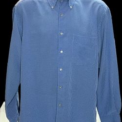 Dockers Blue Gingham Checkered Button Down Shirt Men’s Medium Long Sleeve 