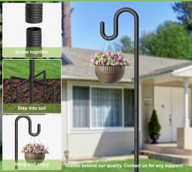 Rust Resistant Metal Heavy Duty Outdoor Garden Shepherd Hook Hanging Size 46" Tall $15/BOTH New Condition