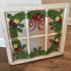 Vintage Hand Painted Christmas Window