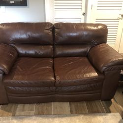 Leather loveseat