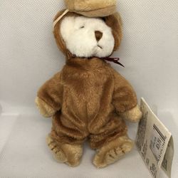 Vintage Ganz Wee Bear Village 1999 White Teddy Bear Congo Brown Monkey Costume 6”