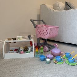 Melissa And Doug Ice Cream Counter, Plan Toys Tea Party Set And Wooden Popsicles