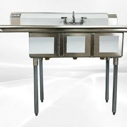 NSF Left Three Compartment Sink With Faucet C3T121610-12L