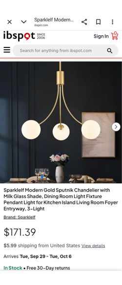 Sparkleaf Modern Gold Sputnik Chandelier 3 Light