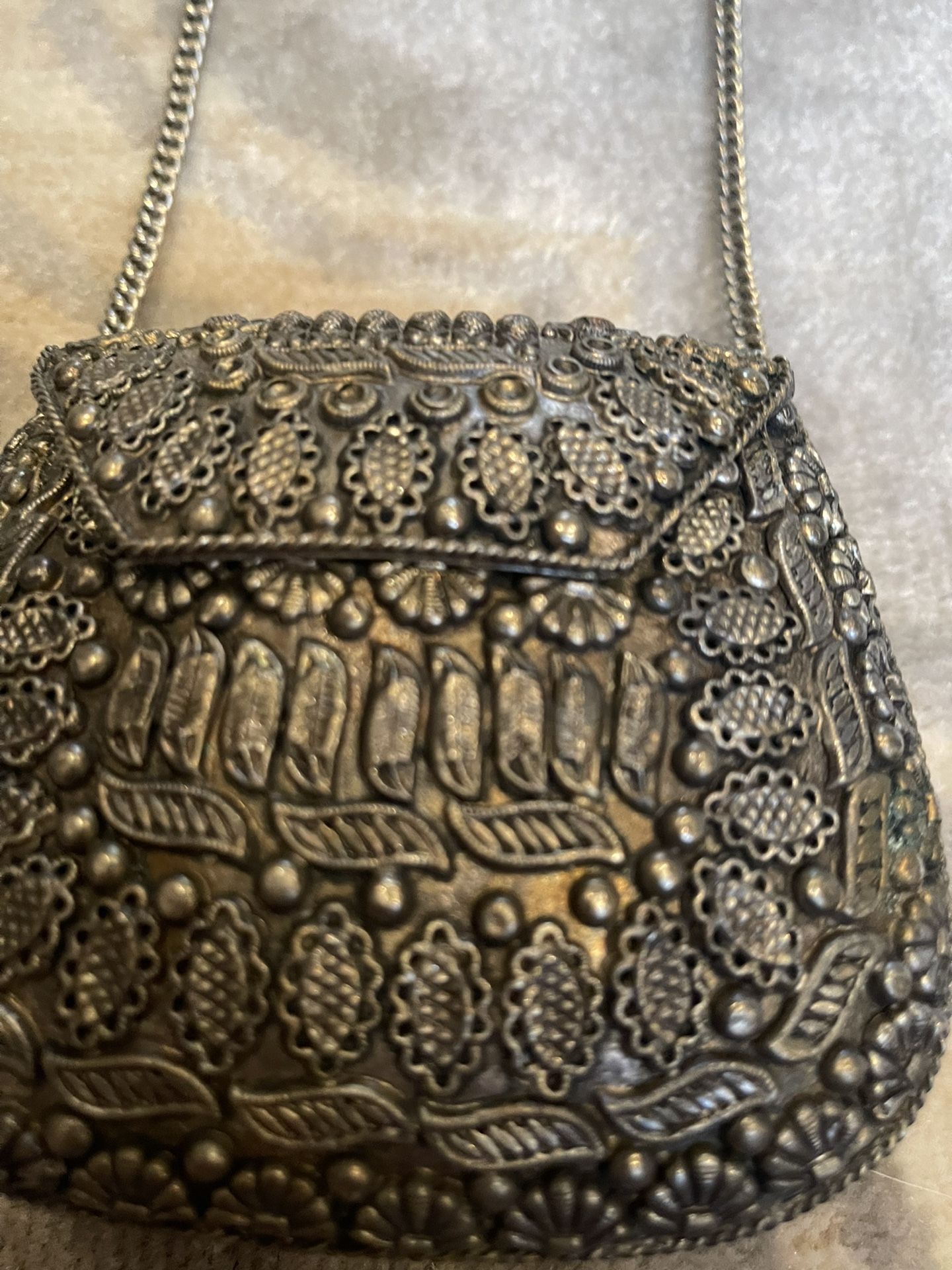 Vintage Sajai Silver Tone Metal & Natural Black Stone for Sale in