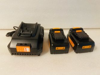 Pack of 2 6.0AH replacement batteries for Dewalt 18V 20V battery with DCB112 battery charger station (black)