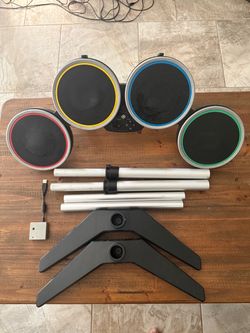 Rock Band 4 Drum Kit w/RARE Cymbals! Dongle, and bonus RARE Drum Kick Drumhead! And luggage carrier!