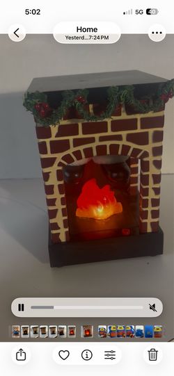 Gemmy Fireplace Santa Works Moves Legs & Talks Battery Operated